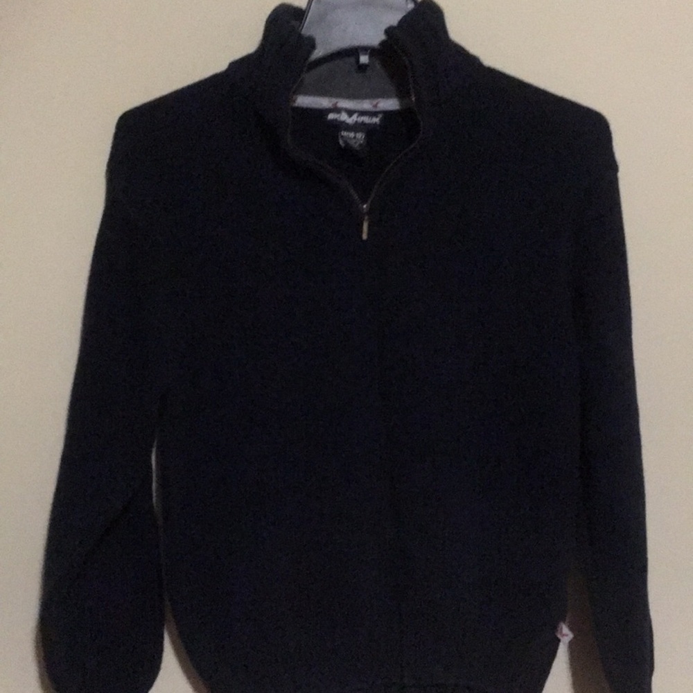 NavyBlue Neck Zip Sweater w inter Gray Fleece Neck